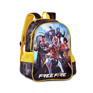 Mochila Free Fire Clio Preta/Amarela