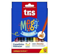 Canetinha Hidrográfica Cores Vibrantes 12 Cores Tris