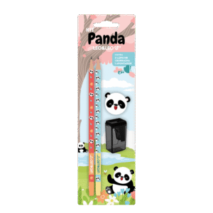 Kit Panda 2 Lápis HB + Borracha + Apontador com Depósito LeoLeo